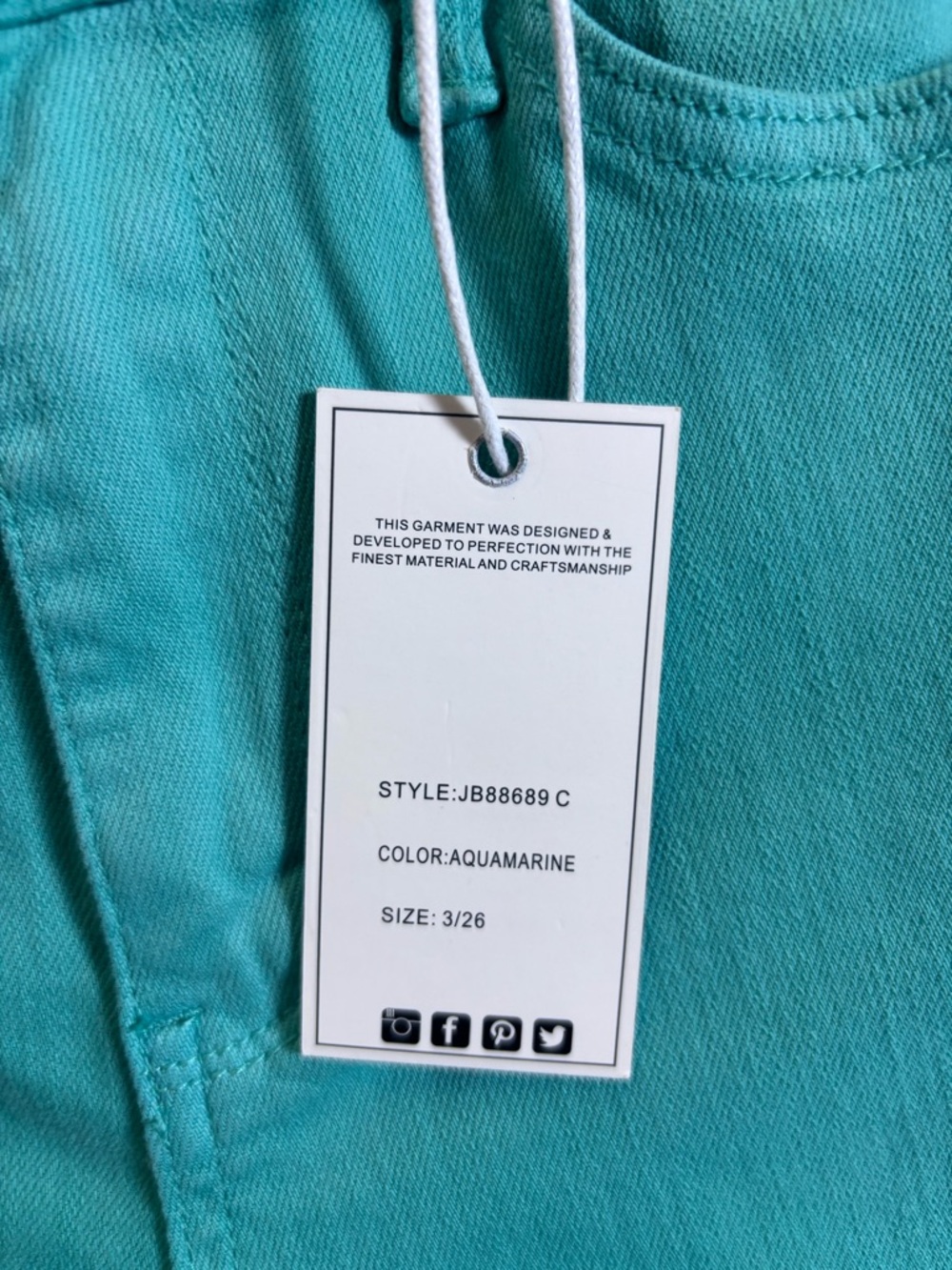 NWT JUDY BLUE high rise garment dyed slim jeans in aquamarine - Picture 7 of 14